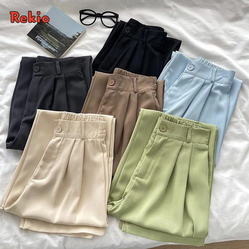 REKIO S-6XL (23-46) กางเกงขายาวผู้หญิง กางเกงสูท สไตล์เกาหลี ขนาดใหญ่