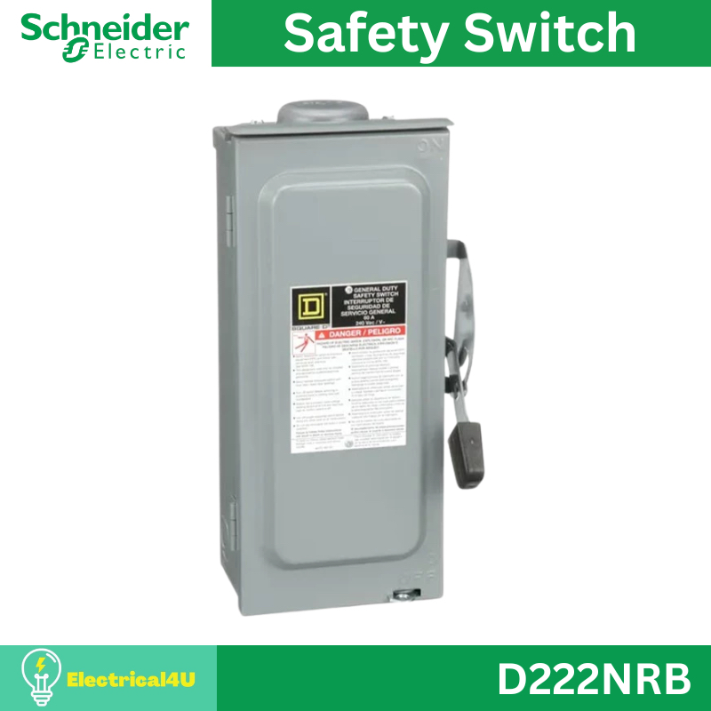 Schneider Electric D222NRB เซฟตี้ สวิตซ์ แบบติดตั้งฟิวส์ได้ สำหรับใช้ภายนอกอาคาร 60A 1เฟส 240V