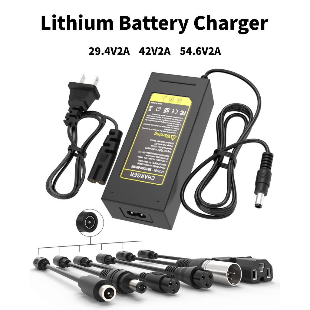 ที่ชาร์จแบตเตอรี่ 29.4V/42V/54.6V 2A Fast Charger with 7 Plugs Universal Lithium Battery Lithium-ion อะแดปเตอร์ไฟฟ้า