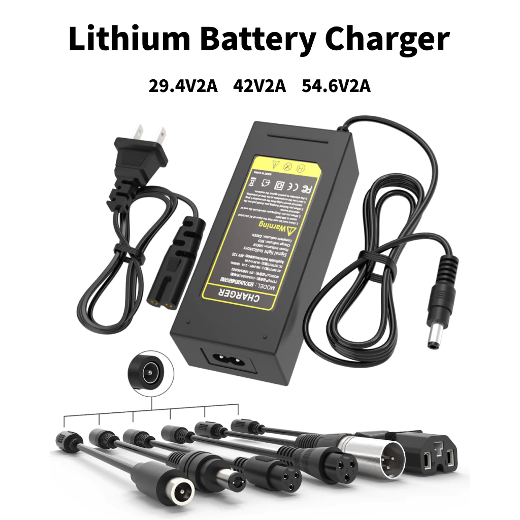 ที่ชาร์จแบตเตอรี่ 29.4V/42V/54.6V 2A Fast Charger with 7 Plugs Universal Lithium Battery Lithium-ion อะแดปเตอร์ไฟฟ้า
