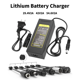 ที่ชาร์จแบตเตอรี่ 29.4V/42V/54.6V 2A Fast Charger with 7 Plugs Universal Lithium Battery Lithium-ion อะแดปเตอร์ไฟฟ้า