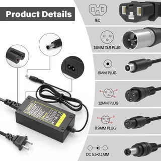 ที่ชาร์จแบตเตอรี่ 29.4V/42V/54.6V 2A Fast Charger with 7 Plugs Universal Lithium Battery Lithium-ion อะแดปเตอร์ไฟฟ้า