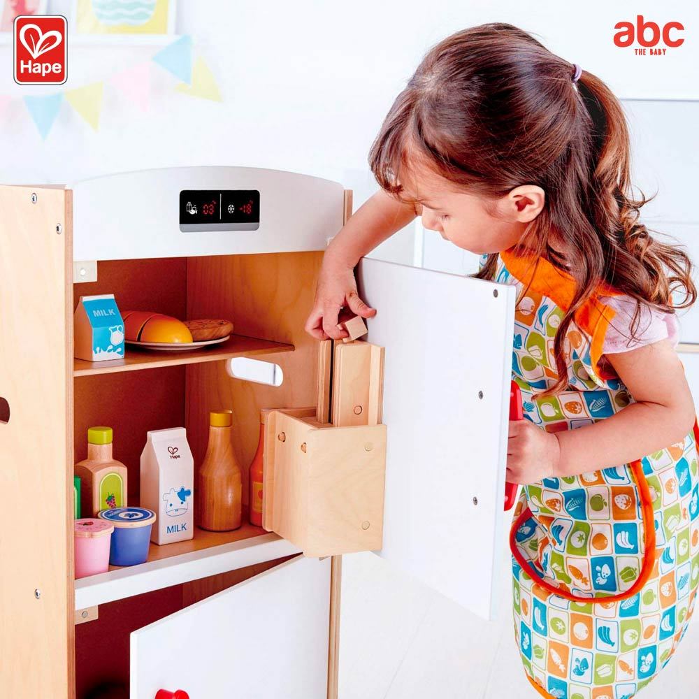 Hape لعبة خشبية ثلاجة أطفال White Fridge-Freezer لتنمية المهارات للأطفال من 3 سنوات فما فوق صورة 3