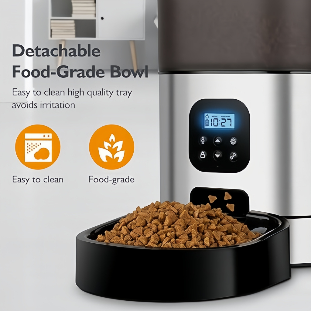MOERUN เครื่องให้อาหารอัตโนมัติ 5ลิตร พร้อมตั้งเวลา จัดสรรปริมาณอาหาร‑บันทึกเสียง + ไดร์เวอร์คู่ G07
