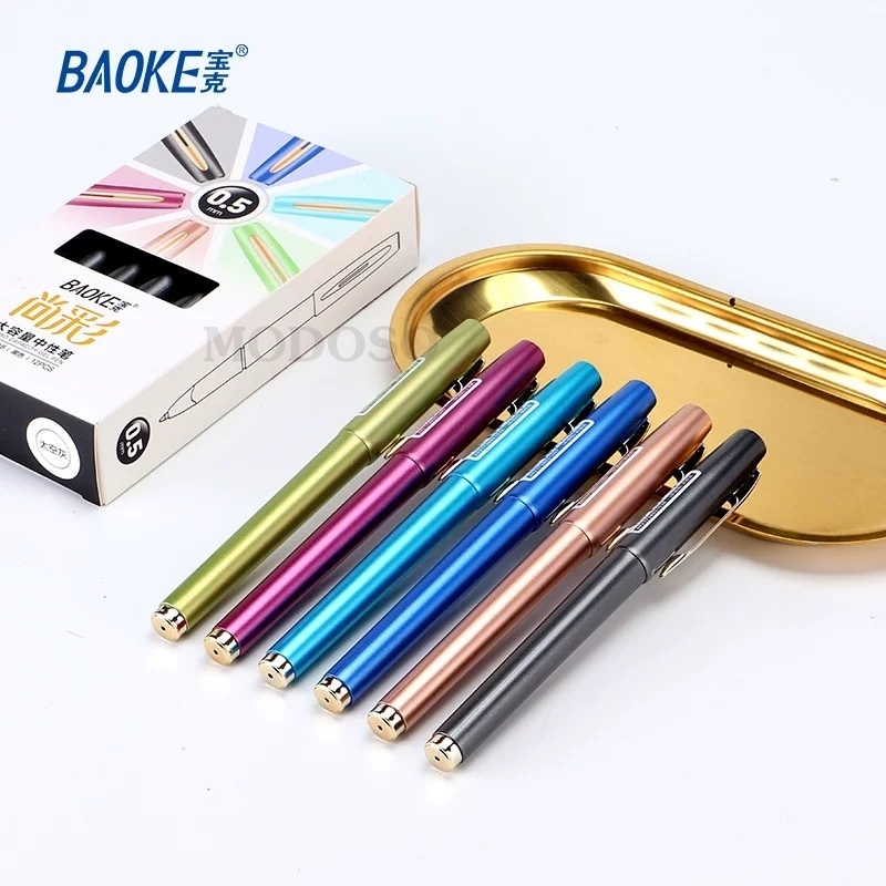 ปากกาเจล 0.5mm BAOKE รุ่น PC5048 ด้ามมี 7 สีให้เลือก มีปลอก จับสบายมือ หมึกเจลคุณภาพดี สามารถเปลี่ยนไส้ได้#school#office