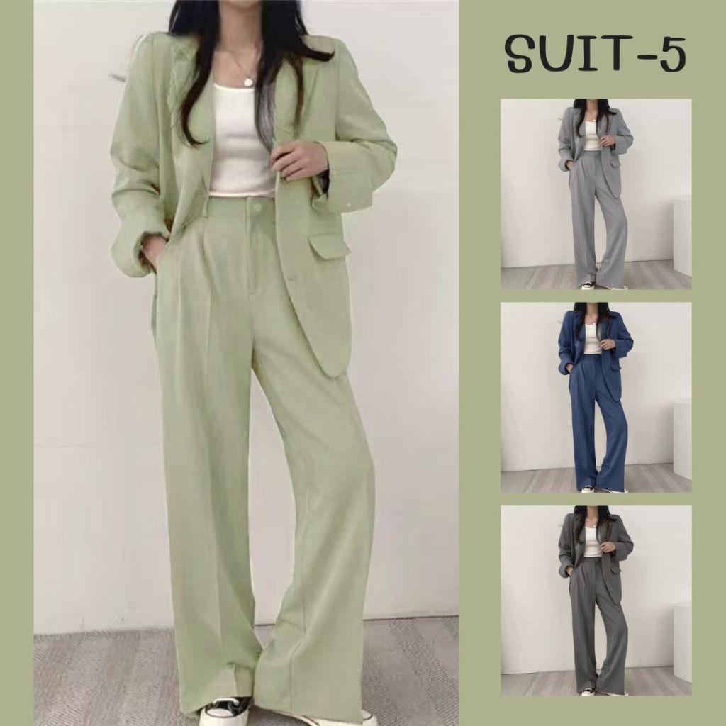 SUIT-5 ชุดเซ็ตสูท เสื้อ+กางเกง สูทใส่ทำงาน Blazer สำหรับผู้หญิง S-3XL สาวอวบใส่ได้ มีซับใน สินค้าพร้อมส่ง