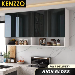 🚚พร้อมส่ง !! KENZZO ตู้ครัว ตู้ติดผนังห้องครัว ตู้ลอยเก็บของ High Gloss Wall kitchen cabinet (สีดำ/สีแดง/สีขาว)