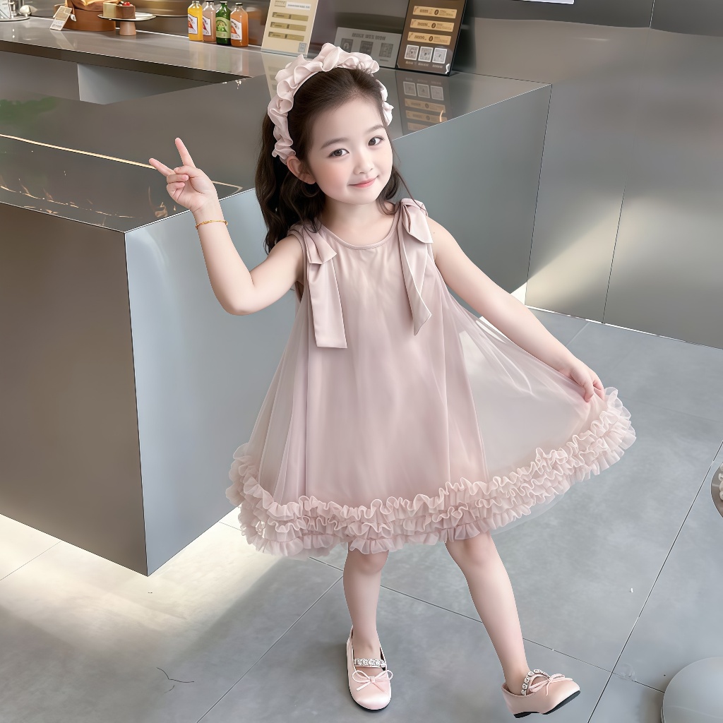 1-9 ปี ชุดแฟชั่นฤดูร้อน สำหรับเด็ก เดรสเด็กเกาหลี แขนกุด ชุดเจ้าหญิงเด็กผู้หญิง - รูปที่ 4