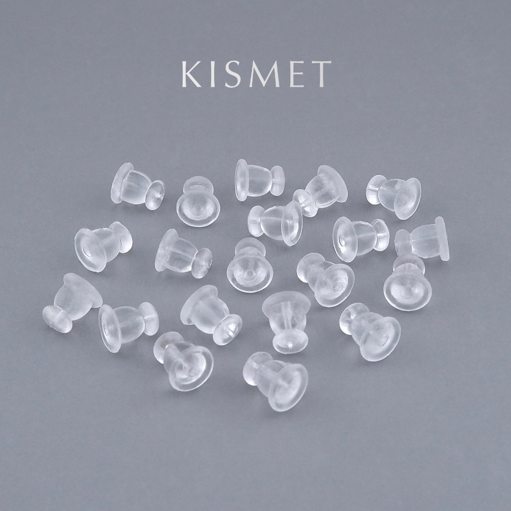 Kismet - Soft Bullet แป้นต่างหูซิลิโคน ทรงกระสุน สีขาวใส (แพ็ค 20 ชิ้น) Silicone Earring Backs | KM005
