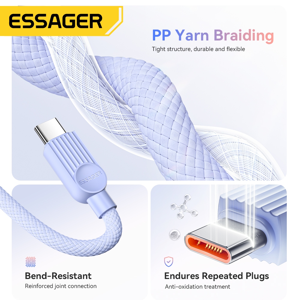 Essager 29W/60W/7A สายข้อมูล C-L/C-C/A-C สายดาต้าสองสี for ip Huawei Samsung Xiaomi - ภาพย่อย 5