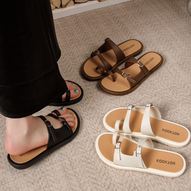 D505 รองเท้าแตะแบบสวม ยางซิลิโคน สายคาดเข็มขัด มี 3 สี พร้อมส่ง