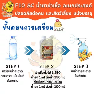 F10 SC แบ่งบรรจุ 10ml/20ml ทุกฟาร์มรู้จัก ทำความสะอาดสำหรับสัตว์เลี้ยง ฆ่าเชื้อโรค เชื้อแบคทีเรีย
