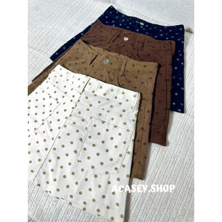 Acasey กระโปรง ตัวสั้น ลูกฟูกลายจุด ซับในผ้าเดียวกัน รุ่น DotDot🤎🧸