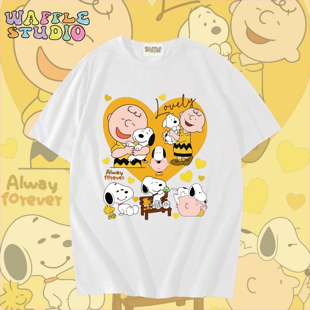 [ ส่งฟรี 🔥 ] WS0800 เสื้อยืดโอเวอร์ไซส์ ผ้าคอตตอน 100% เสื้อยืดเกาหลี เสื้อยืด Snoopy สนู้ปปี้ สนูปี้ WAFFLE STUDIO