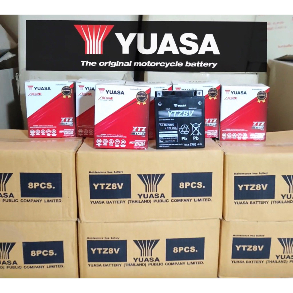 แบตเตอรี่มอเตอร์ไซค์ YUASA รุ่น YTZ8V ขนาดเท่า YTX7L