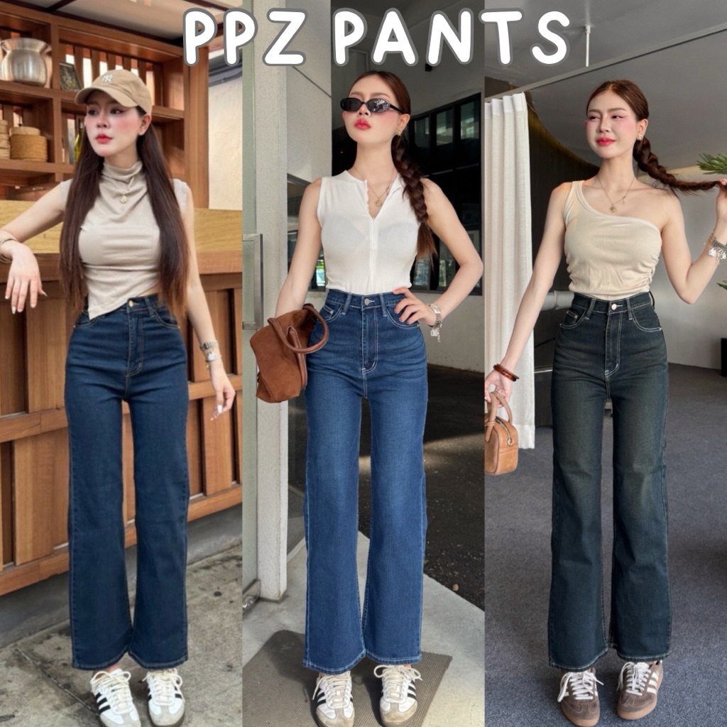 ʙᴀꜱɪᴄ ᴊᴇᴀɴꜱ👖กางเกงยีนส์ขากระบอก ผ้ายีนส์ยืด เอวสูง กางเกงยีนส์ผู้หญิง