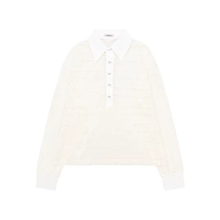 ÉTOILE BNK MILLIE POLO เสื้อโปโล ผ้าลูกไม้สุดคิ้วท์ แต่งดีเทลกระดุมโบว์ จั้มพ์ปลายแขน ขนาด Oversize