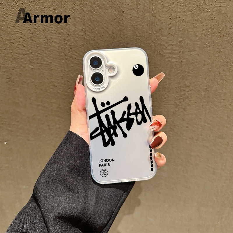 🔥เคสโทรศัพท์แอปเปิ้ล🔥 ทนต่อสิ่งสกปรก 11 12 13 14 15 Pro Max XS X XR 7 8 14Plus ป้องกันการชนกันลายเซ็นสร้างสรรค์และสีดำ
