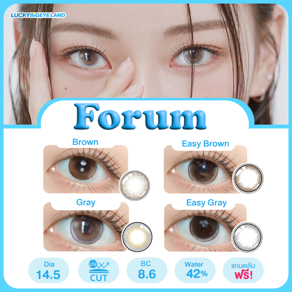 คอนแทคเลนส์ Forum Gray / Brown / Forum Easy (Lovelylens) ขนาดบิ๊กอาย 🌷 ตาฉ่ำ ตาหวาน แนว Dream + Oh S