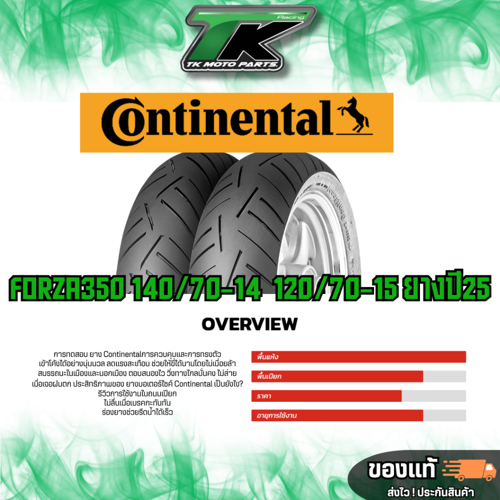 ยาง คอนติ ใส่ Forza350/Xmax 140/70-14 , 120/70-15 130/70/12 110/70/12 ยางปี25