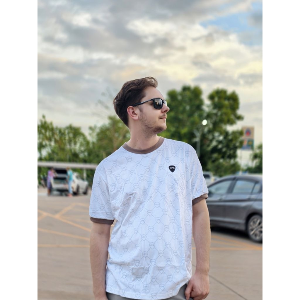 มาแรง เสื้อยืดพิมพ์ลายปักอก cps ทรงตรง S-2XL พร้อมส่ง  ใจ