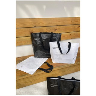 พร้อมส่งจากไทย...กระเป๋าผ้าทอเคลือบสีดำ กระเป๋าช้อปปิ้ง ของข…