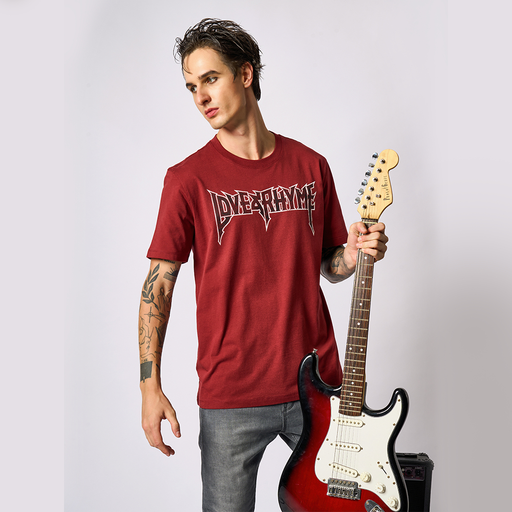 DAVIE JONES [ Love & Rhyme ] เสื้อยืด Logo Slim Fit T-Shirt LG0138 สีดำ ขาว แดง - รูปที่ 4