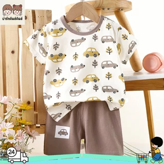 ชุดเสื้อยืดเด็ก ชุดนอนเด็ก ผ้าฝ้าย ใส่สบาย ลายการ์ตูน สำหรับเด็ก0-7ขวบ