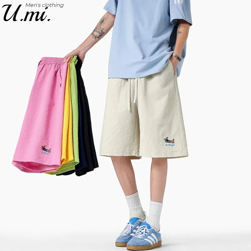 🌞U.mi🌞กางเกงขาสั้น มีให้เลือก 3 สี ทรงหลวม แห้งเร็ว น้ำหนักเบาในฤดูร้อน กางเกงขาสั้นลําลอง ใส่ได้ทั้งชายและหญิง ทรงสวย