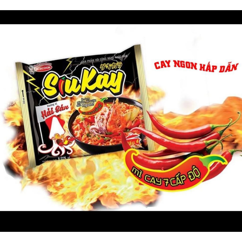 มาม่าเผ็ด 5ห่อ mỳ siêu cay vị hải sản  5gói 1gói 123g