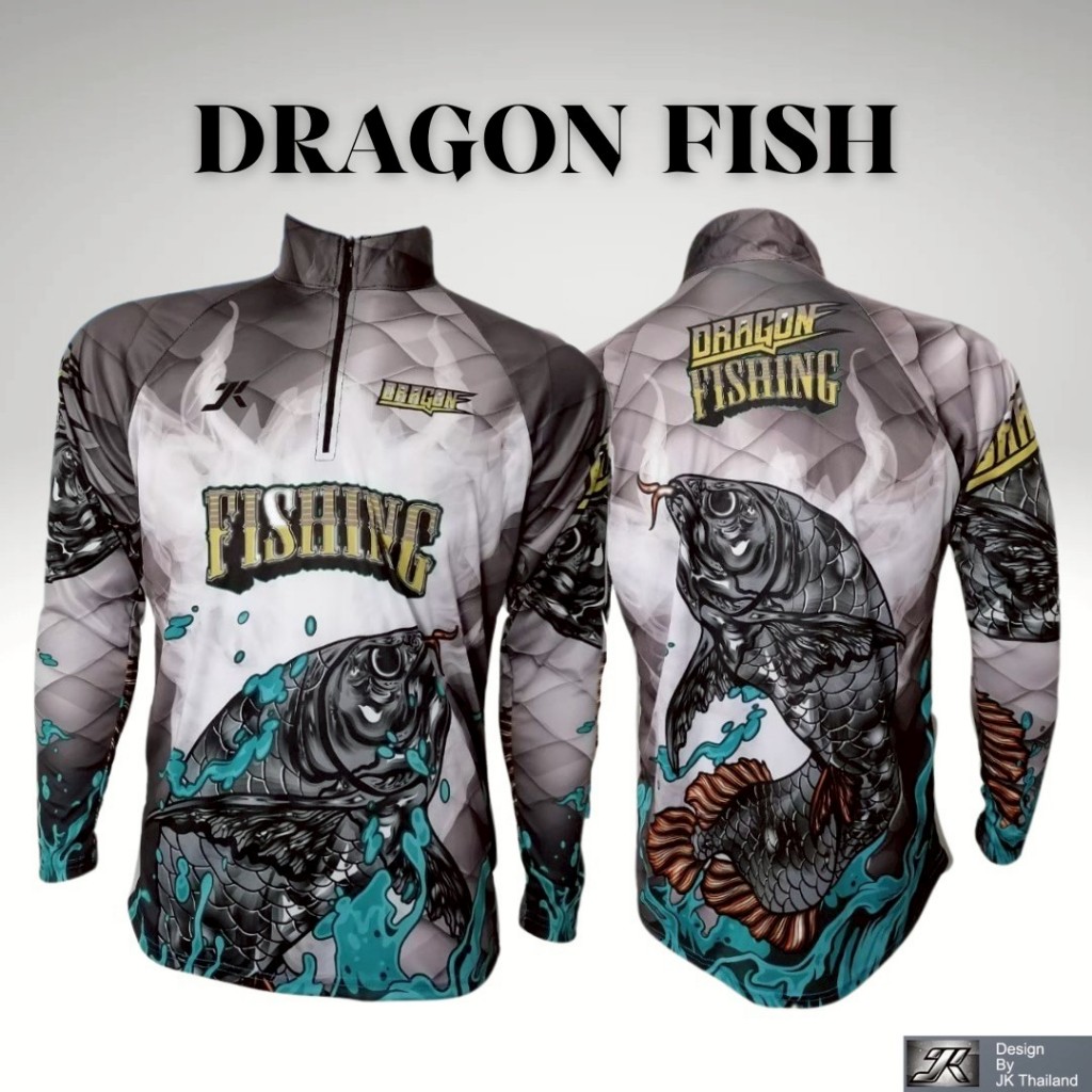 DRAGON FISH เสื้อตกปลา JK Thailand  กันยูวี สำหรับกีฬากิจกรรมกลางแจ้ง ป้องกันรังสี UV 80% แห้งเร็ว