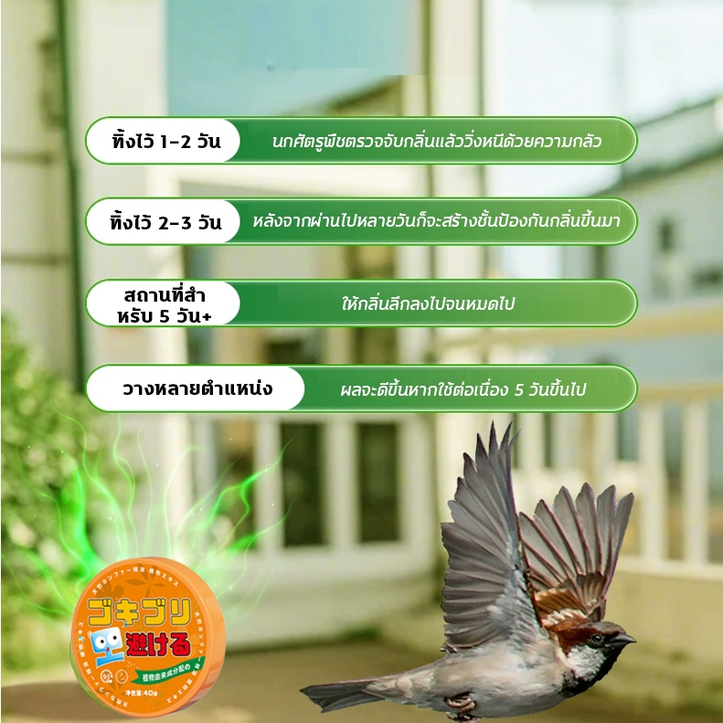 🐦นกได้กลิ่นแล้วบินหนีไป🐦ที่ไล่นก ก้อนไล่นก ไล่นกพิราบ ยาไล่นก ไล่นกได้ง่าย ทำจากสารสกัดธรรมชาติ ไม่เป็นอันตราย - รูปที่ 6