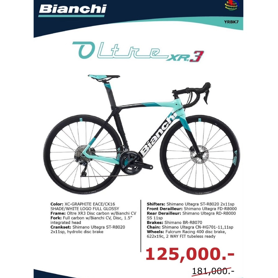 จักรยานเสือหมอบ Bianchi Oltre XR3 สีเขียว ไซส์ 47