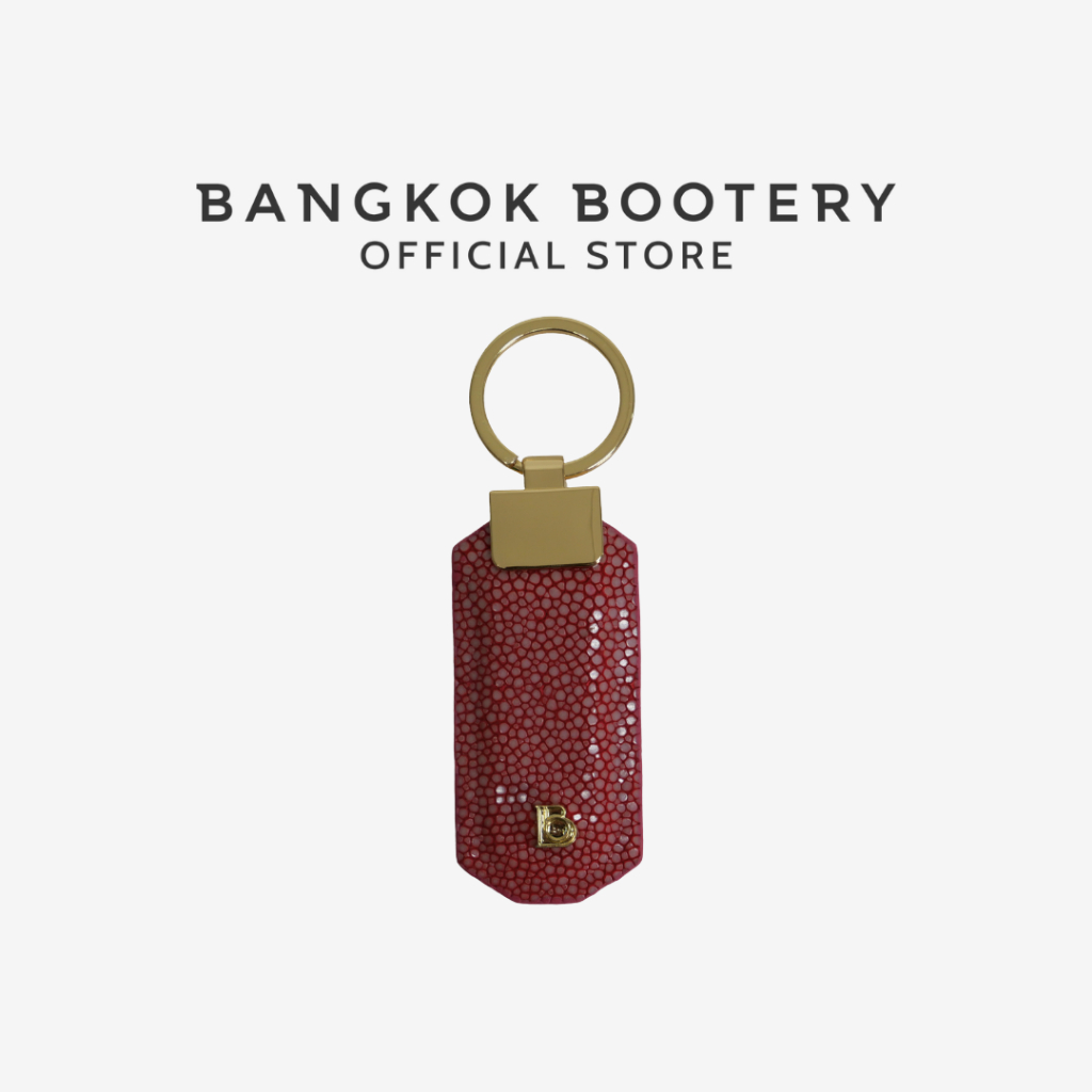 BANGKOK BOOTERY พวงกุญแจ รุ่น VALENT หนังกระเบนขัดเงา หนังแท้ 7cm.