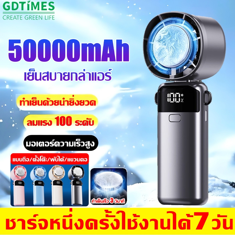 【เอ้าดอต้องมี】พัดลมพกพา ปรับความเร็วได้100 ชาร์จUSBจอแสดงผลLED ทำเย็นด้วยนำยิ่งยวดทำเย็นเร็ว3วิ พัดลมมือถือ Mini Fan