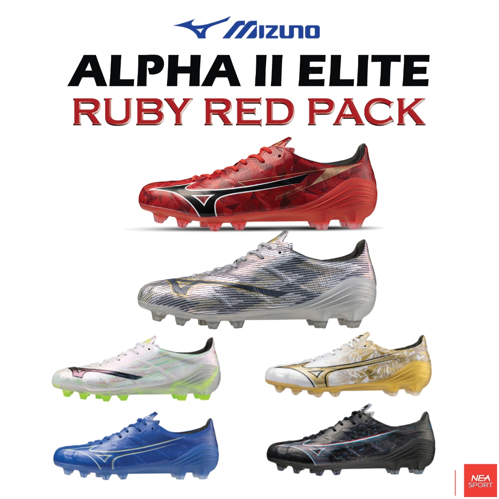 [ตัวท็อป เน้นเบา ผ้าเด็ด] MIZUNO Alpha Elite ตัวท็อป รองเท้าฟุตบอล สตั๊ด มิซูโน่ แท้