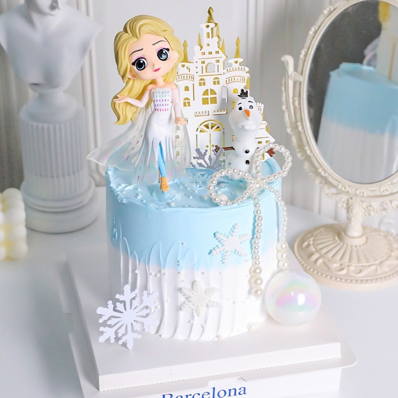 ตกแต่งเค้กวันเกิด 🧁 โมเดล Disney เจ้าหญิงเอลซ่า โมเดลตุ๊กตาเจ้าหญิง 👧