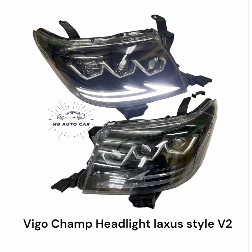 ไฟหน้า Vigo champ ปี2011 2012 2013 2014 laxus style V2 ไฟ led ไฟหรี่ ไฟเลี้ยว แบบวิ่ง