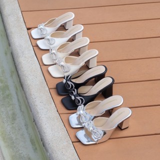 🎀OHODOODEE🎀 รองเท้าส้นสูงหน้าสวมแต่งโบว์ พื้นสูงสวยเป๊ะปัง ส…