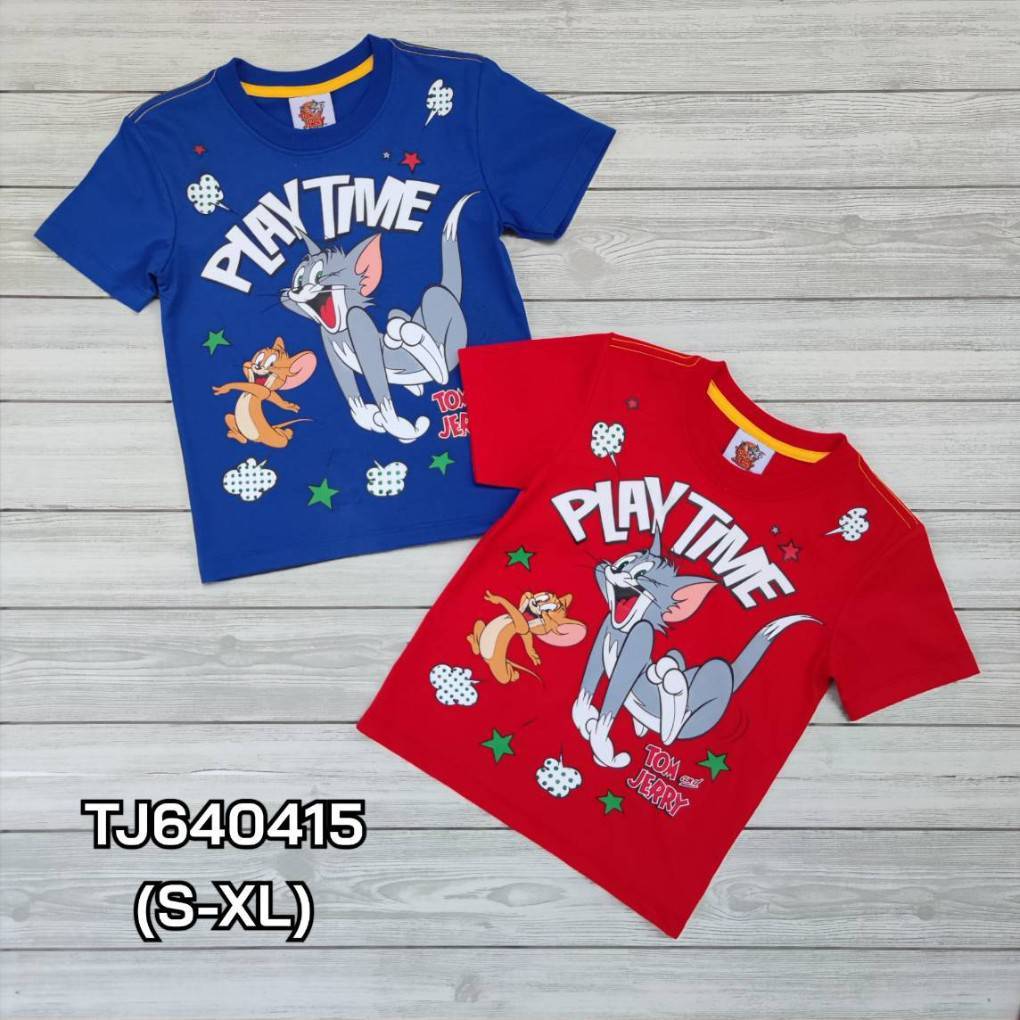 KidsSayHi เสื้อยืดสี คอตตอนลาย 6-12ปี TJ640415 (S-XL)ไลฟ์! Fcb1