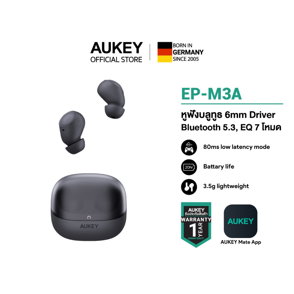 AUKEY EP-M3A หูฟังไร้สาย True Wireless Earbuds