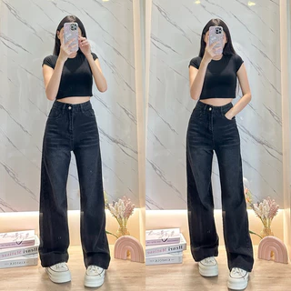 ⭐919JEANS⭐กางเกงยีนส์กระบอกใหญ่ยีนส์สนิมเขียวฟอก กางเกงยีนส์ขายาวเอวสูงทรงกระบอก