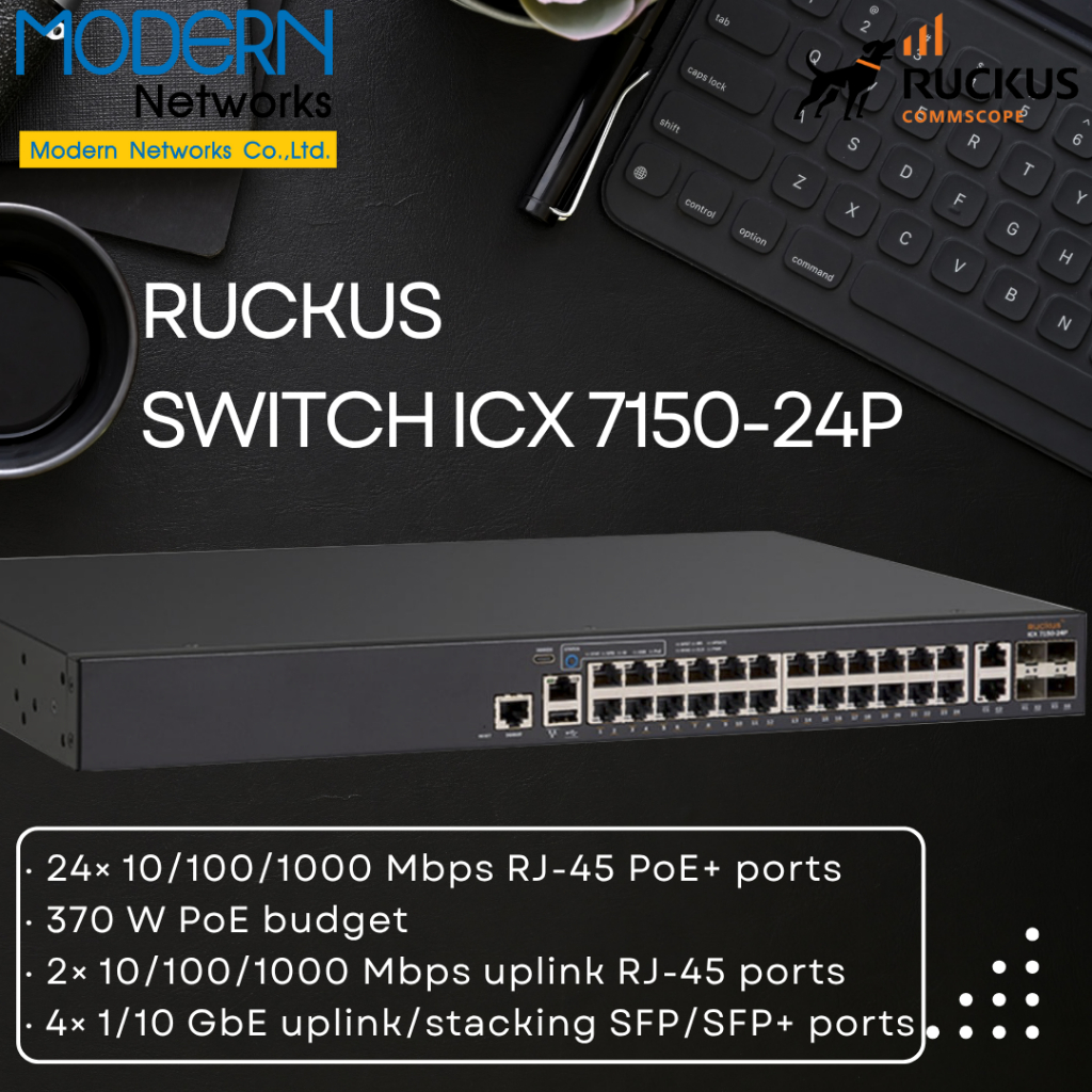 Ruckus Switch  ICX 7150 24p-4x1g รับประกันเงื่อนไขเป็นไปตามที่บริษัทกำหนด ออกใบกำกับภาษีได้⚡️