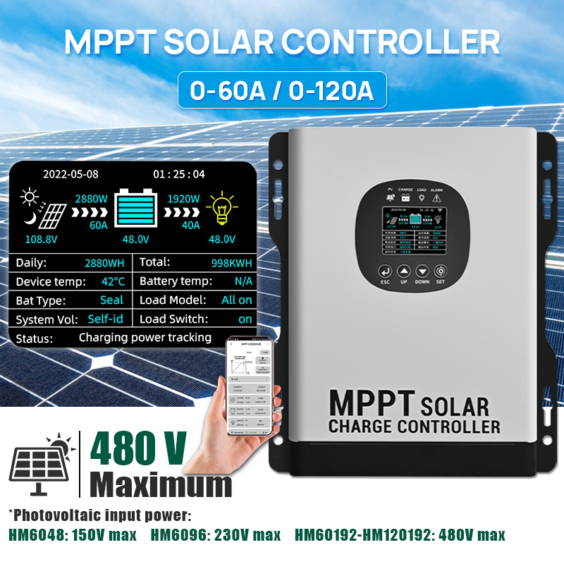 【พร้อมส่ง】Smart high voltage MPPT solar controller  PV สูงสุด 480V โซล่าชาร์เจอร์ เชื่อมต่อ wifi ได้