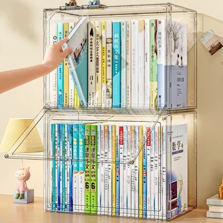 กล่องเก็บหนังสือ กล่องเก็บของ ตู้เก็บของกันฝุ่น ความจุขนาดใหญ่ ประตูแม่เหล็ก สดุอะคริลิคโปร่งใสสูง กันฝุ่น มีซ้อนได้