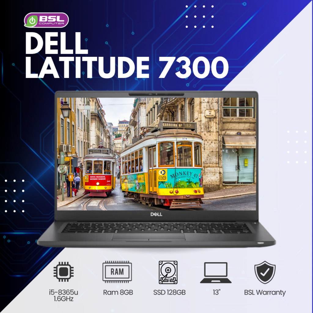 โน๊ตบุ๊กมือสองดีๆ Dell Latitude 7300 i5 GEN 8 / 8GB / 128GB  โน๊ตบุ๊ค แล็ปท็อป มือสอง ถูกที่สุด USED