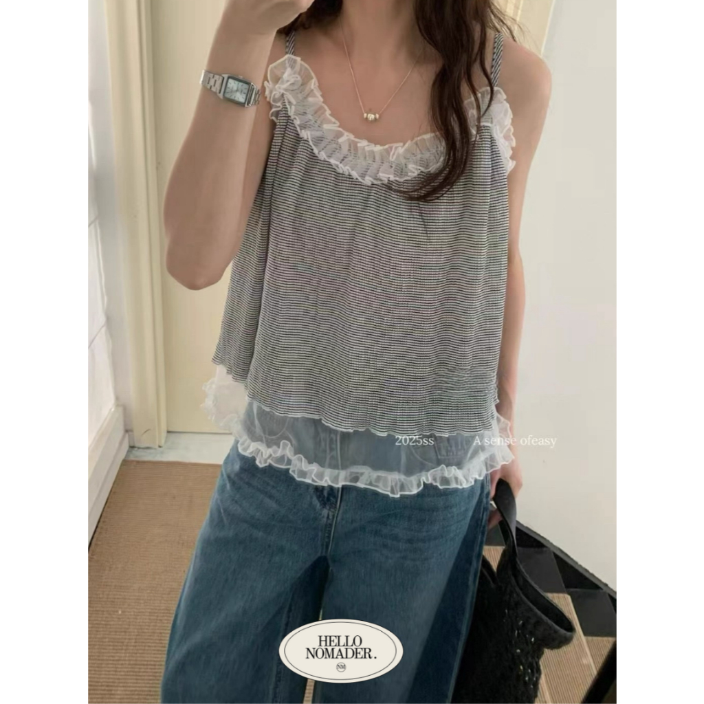 NOMADE.& พร้อมส่ง Little girl Camisole {เสื้อสายเดี่ยวระบายผ้าซีทรู}