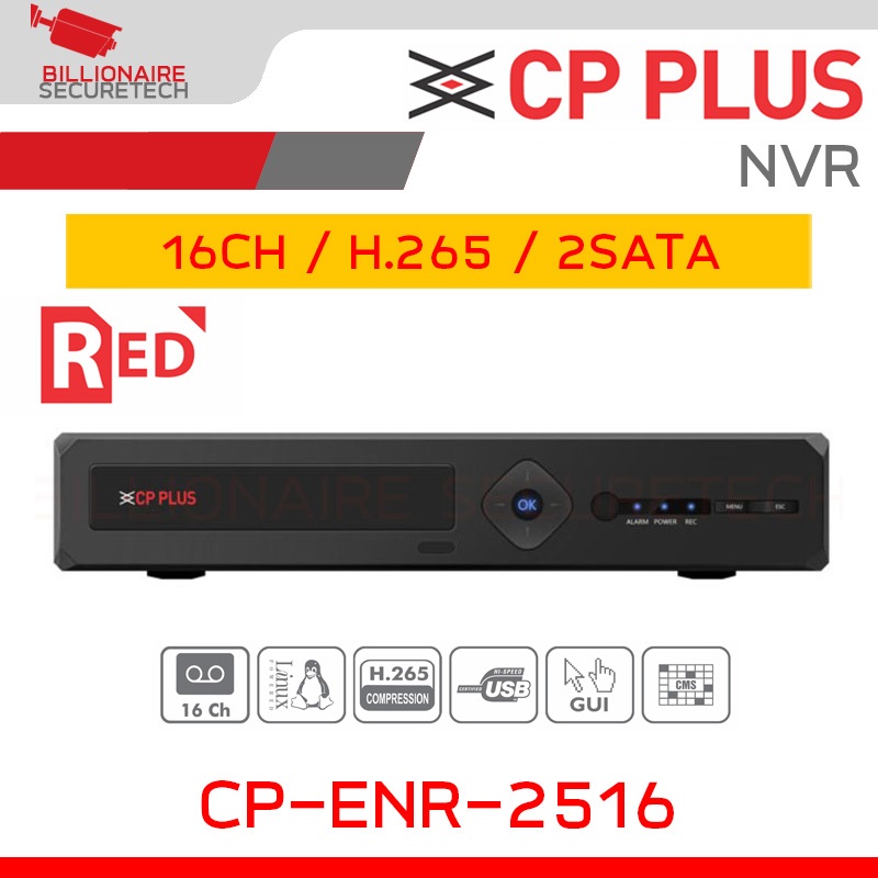 CP PLUS CP-ENR-2516 NVR 16CH 5MP 2SATA H.265 BY BILLIONAIRE SECURETECH
