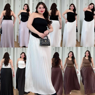 Moonskirt กระโปรงอัดพลีทสาวอวบ เอวสม็อค ไม่พอง (Lily Pleated…