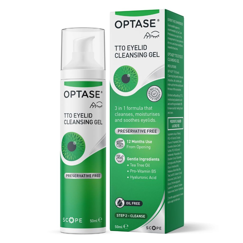 OPTASE Tea Tree Oil Eyelid Gel  เจลทำความสะอาดเปลือกตา 50ml สูตร ล้างน้ำออก เหมาะกับตาแห้ง ตาอักเสบ